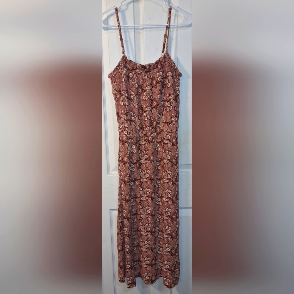 Dip Brown Paisley Floral Midi Dress Large